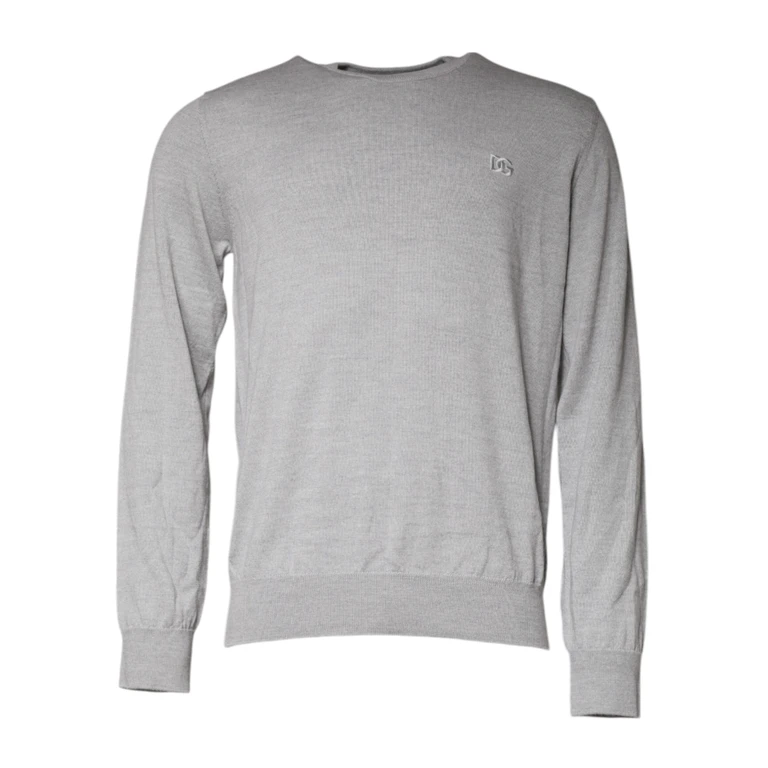Light Gray Wool Crew Neck Pullover Sweater Virgin Clothing - Men