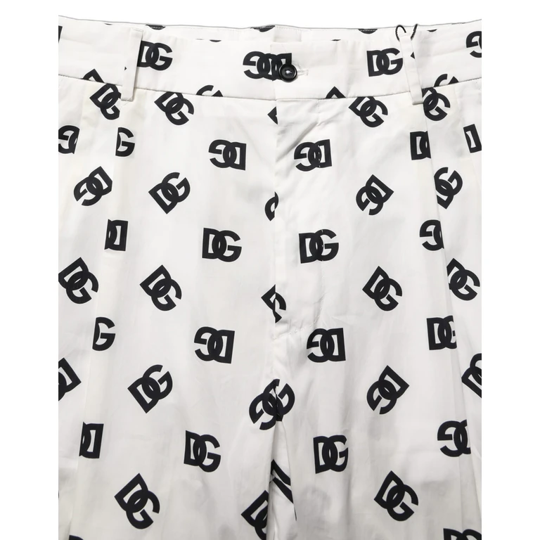 Dolce & Gabbana White Logo Skinny Leg Dress Men Trouser Pants Cotton - Men