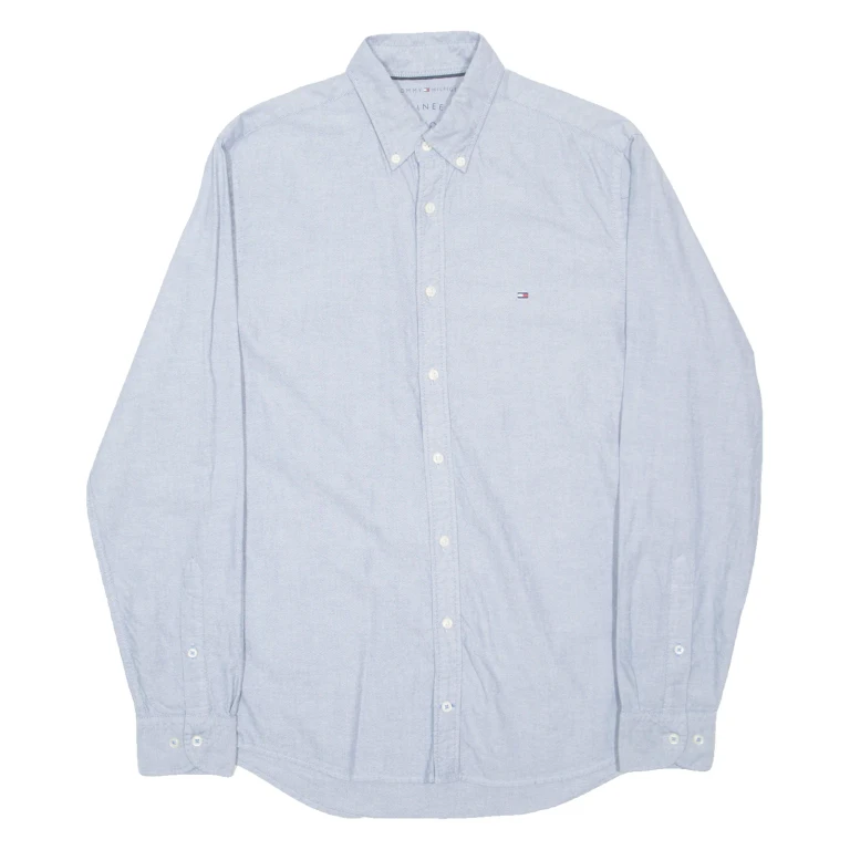 TOMMY HILFIGER Mens Plain Shirt Blue Long Sleeve S
