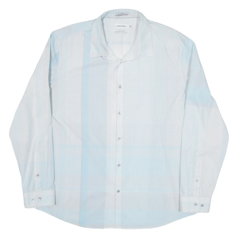 CALVIN KLEIN Mens Shirt Blue Striped Long Sleeve XL