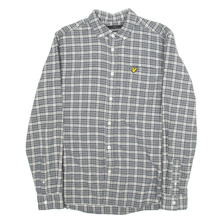 LYLE & SCOTT Mens Shirt Grey Check Long Sleeve S
