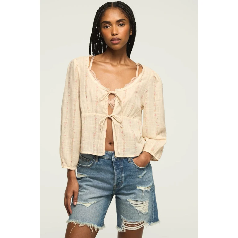 Women's Festival Cutwork Flyaway Blouse