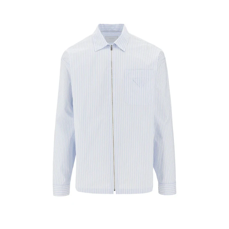 Camisa Prada masculina em Re-Nylon às riscas