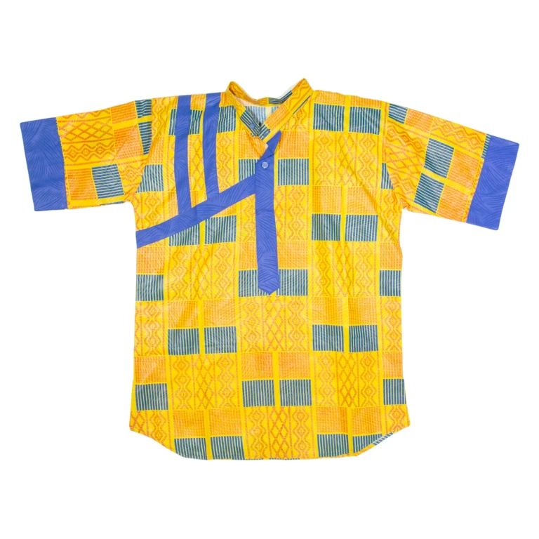 Tunic Mens Shirt Yellow Crazy Pattern M