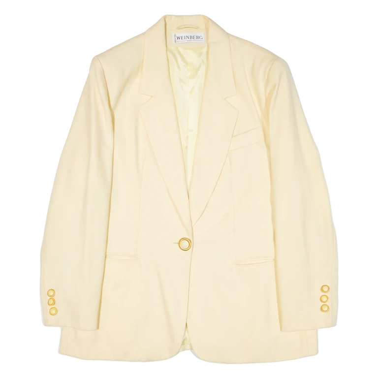 WEINBERG Womens Blazer Jacket Yellow Knit Wool L