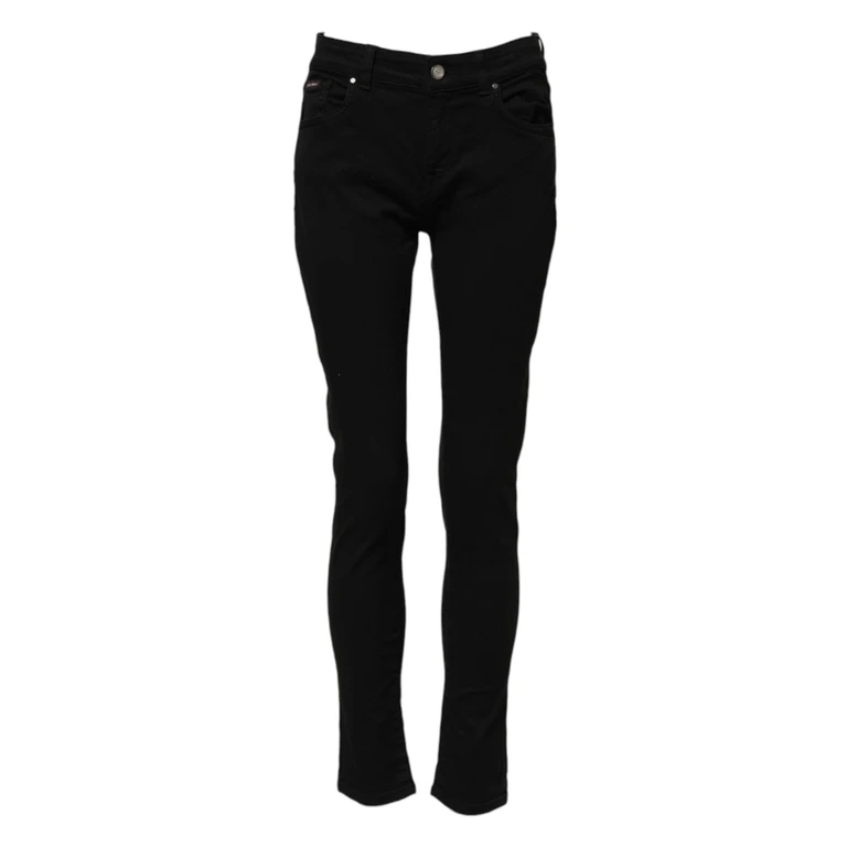Dolce & Gabbana Black Cotton Logo Skinny Mid Waist Denim Jeans Elastane Clothing - Women
