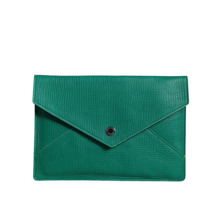 Green Leather Handbag Clutch Mini Purse Pouch Tablet Case - Women