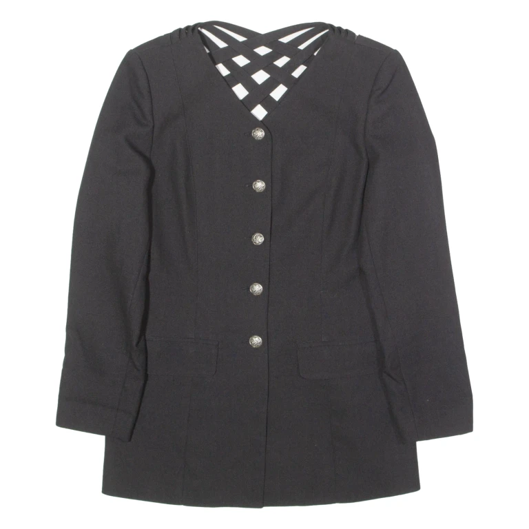 TOGETHER Womens Blazer Jacket Black 80s UK 8