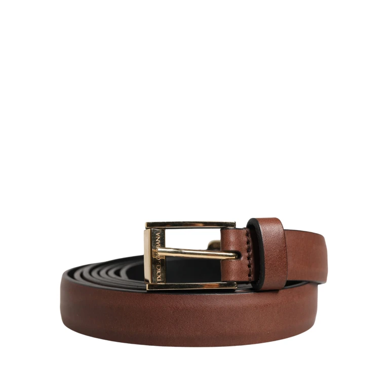 Dolce & Gabbana Men Brown Leather Classic Metal Buckle Belt Calf - Men