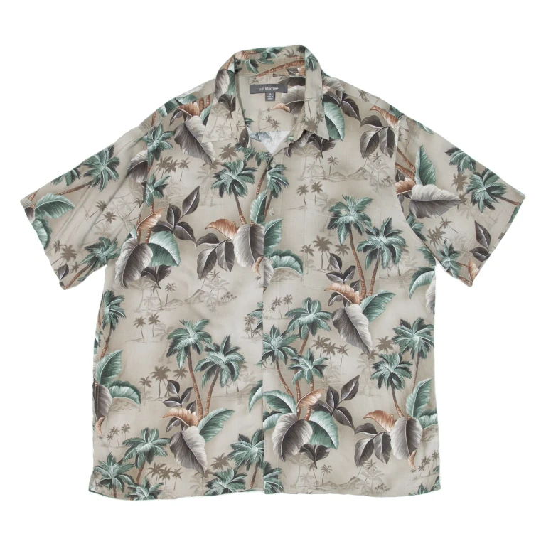 CROFT & BARROW Mens Hawaiian Shirt Grey Floral XL