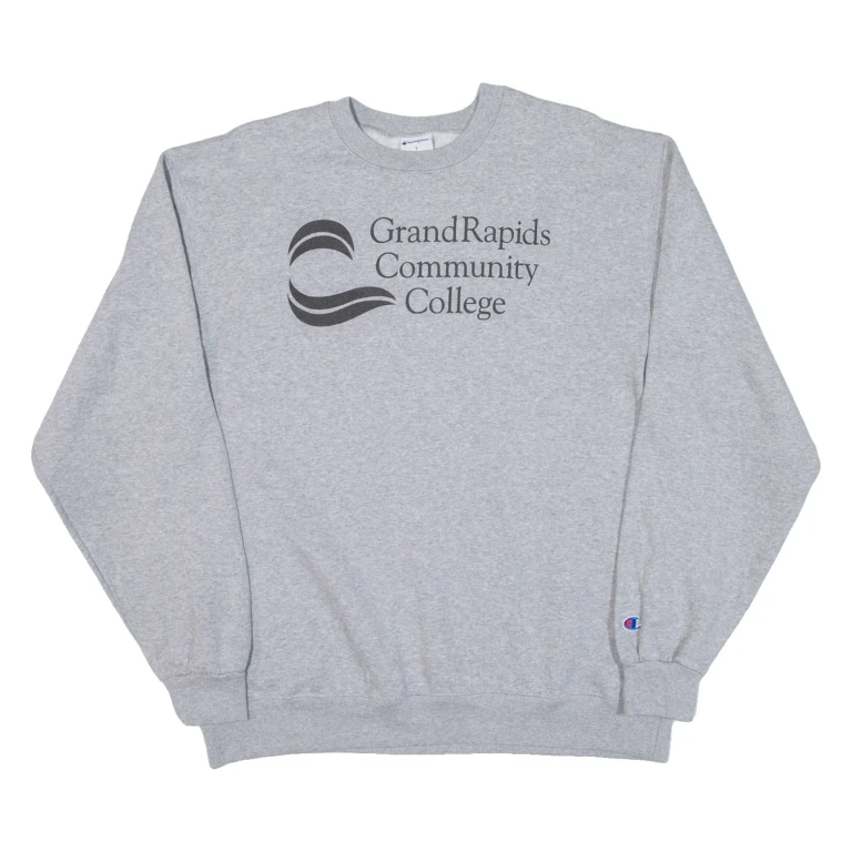 CHAMPION Grand Rapids Community College Mens Sweatshirt Grey USA L