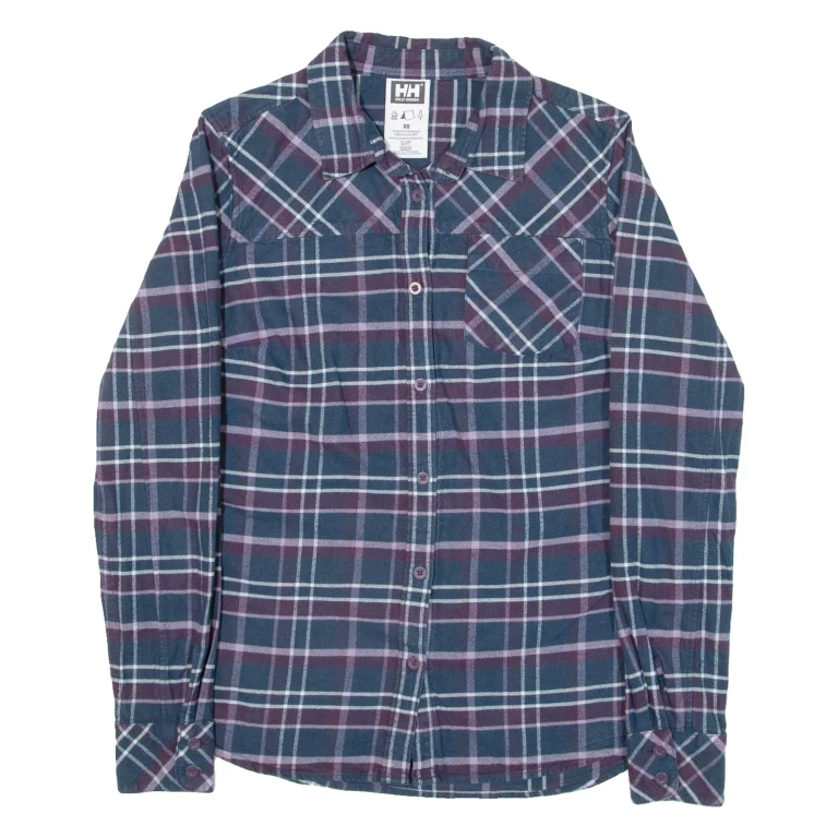 HELLY HANSEN Womens Shirt Blue Check Long Sleeve S