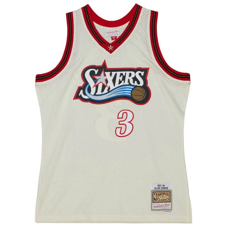 Men's Cream Team Color Swingman Jersey 76Ers 1997 Allen Iverson Jerseys
