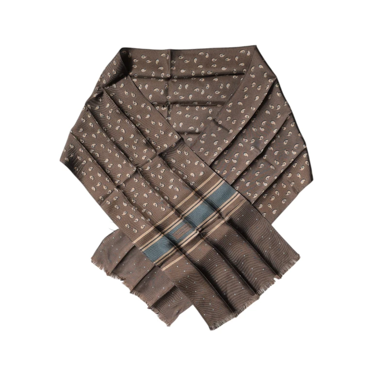 Dolce & Gabbana Brown Fantasy Silk Neck Wrap Shawl Scarf - Men