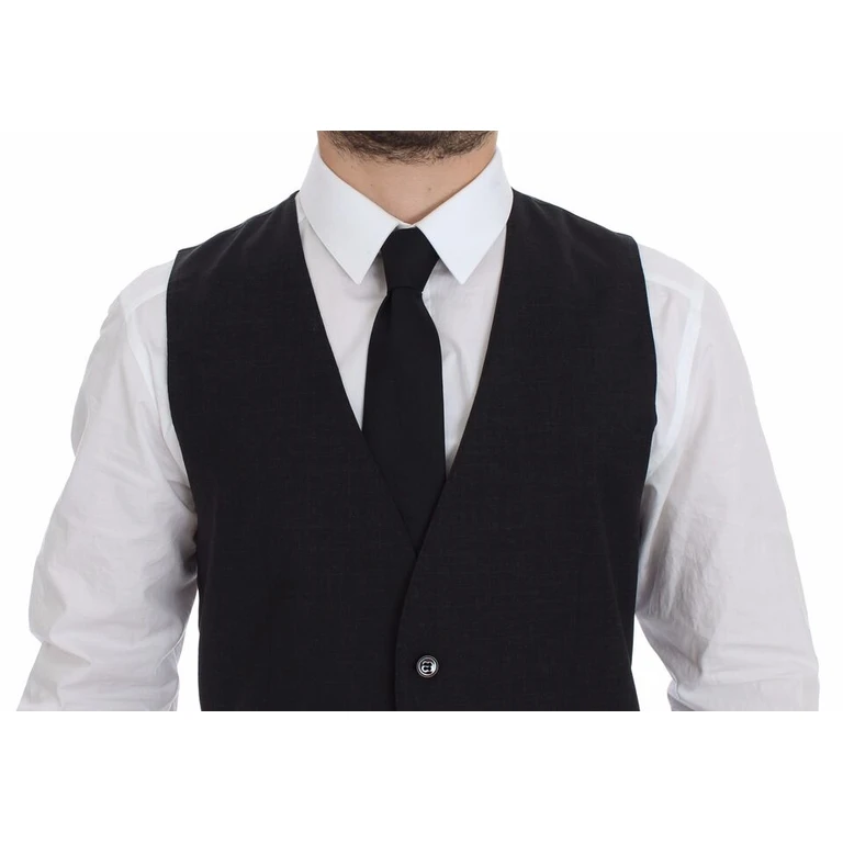 Dolce & Gabbana Gray Slim Fit Button Front Dress Formal Vest - Men