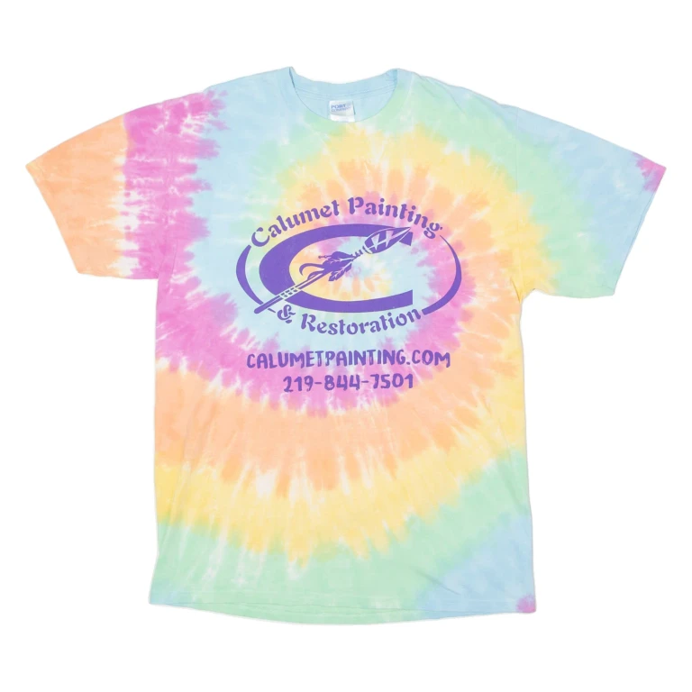 PORT AND COMPANY Calumet Painting And Restoration Mens Tie Dye T-Shirt Blue M