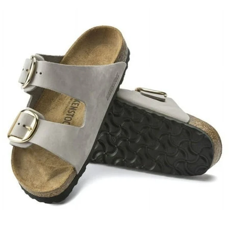 Unisex Arizona Big Buckle Nubuck Leather Gold Buckle Dove Gray