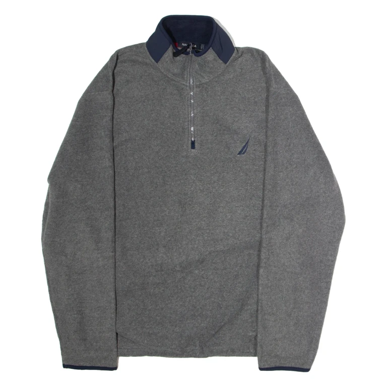 NAUTICA Mens Fleece Grey 1/4 Zip L