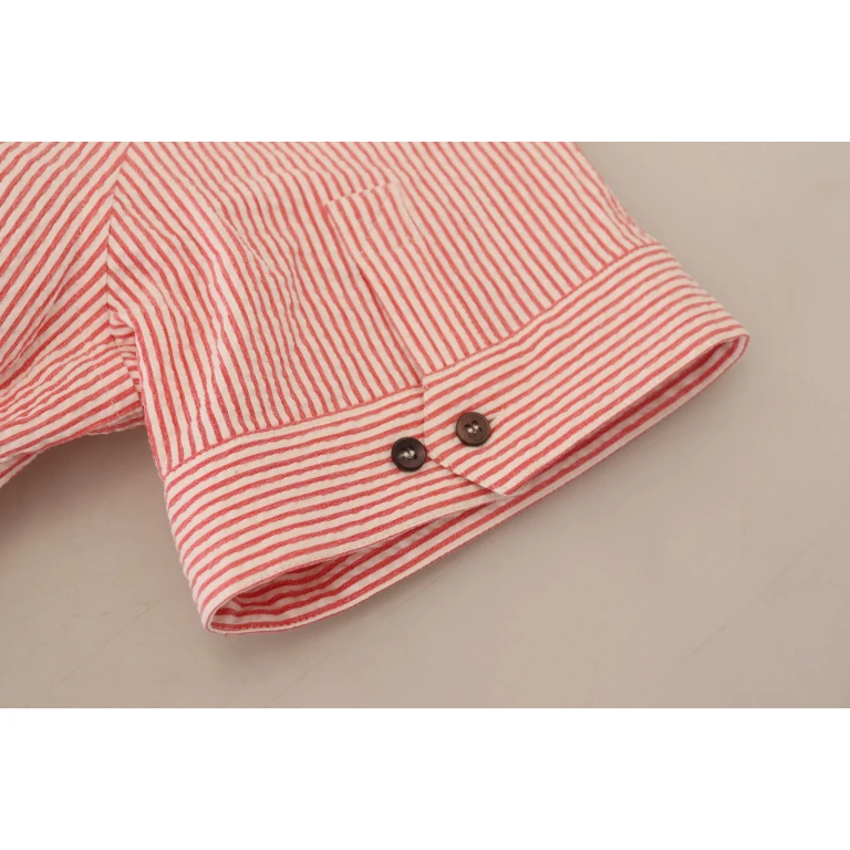 Dolce & Gabbana Red White Striped Cotton Short Sleeve Shirt And - Men