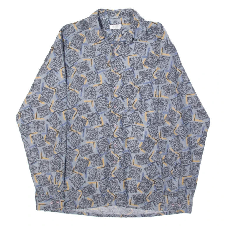 JCK TISSOT Mens Shirt Grey Crazy Pattern Long Sleeve L