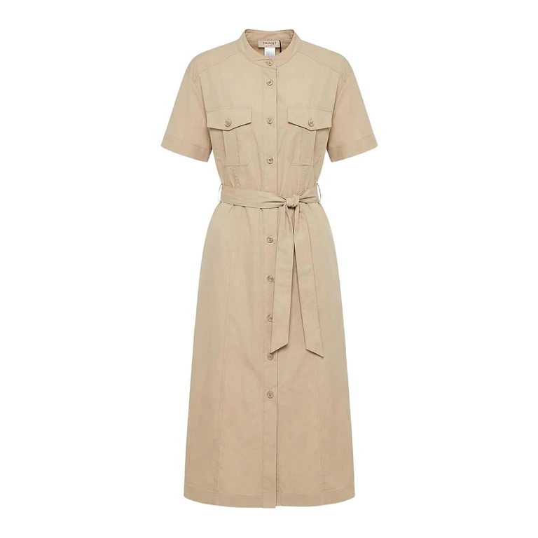 Twinset Robe Au Genou - Gris Clair (261TT223612145)