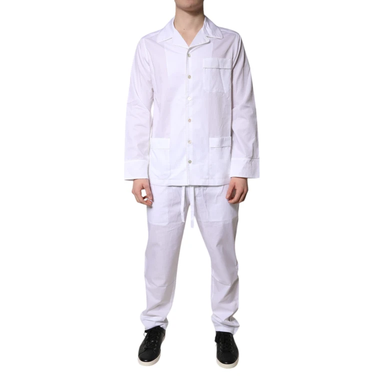 Dolce & Gabbana White Cotton Shirt Pants Pajama Set Sleepwear - Men