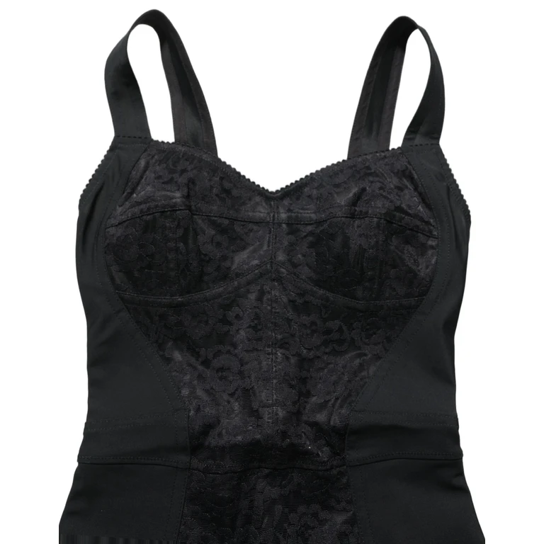 Dolce & Gabbana Black Floral Lace Corset Bodycon Bodysuit Nylon Elastane Clothing - Women