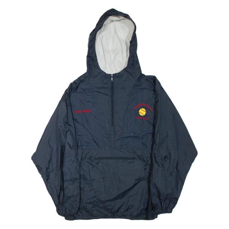 SPORT-TEK Fairview Fastpitch Mens Anorak Jacket Blue Nylon USA Hooded L