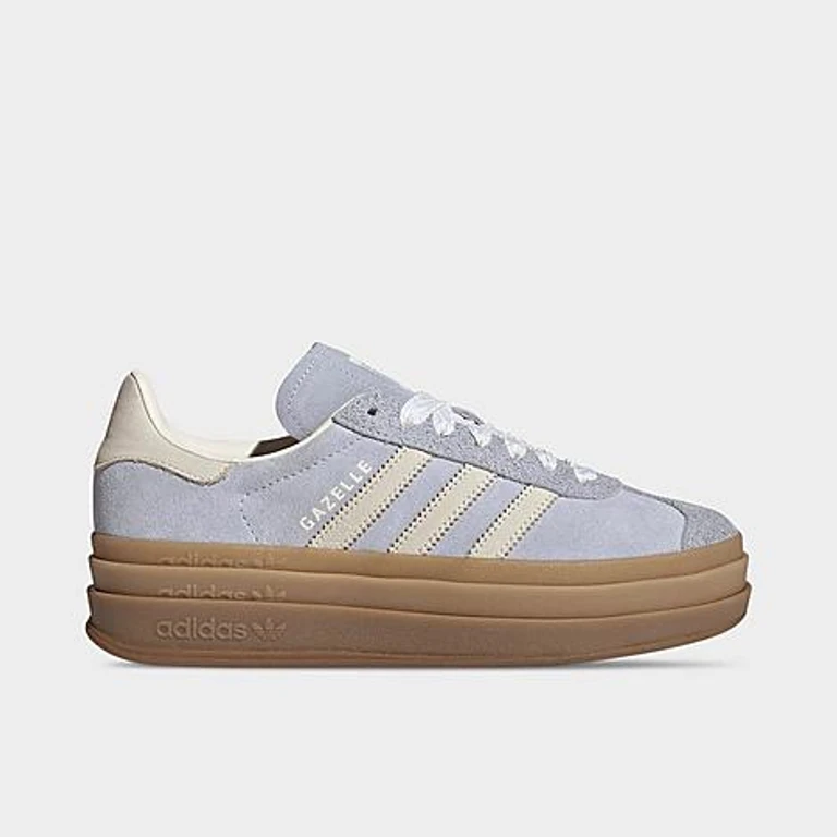 adidas Women's Originals Gazelle Bold Casual Shoes in Crystal Sky/Chalk Pearl/Ice Gold Metallic Size: 5.0