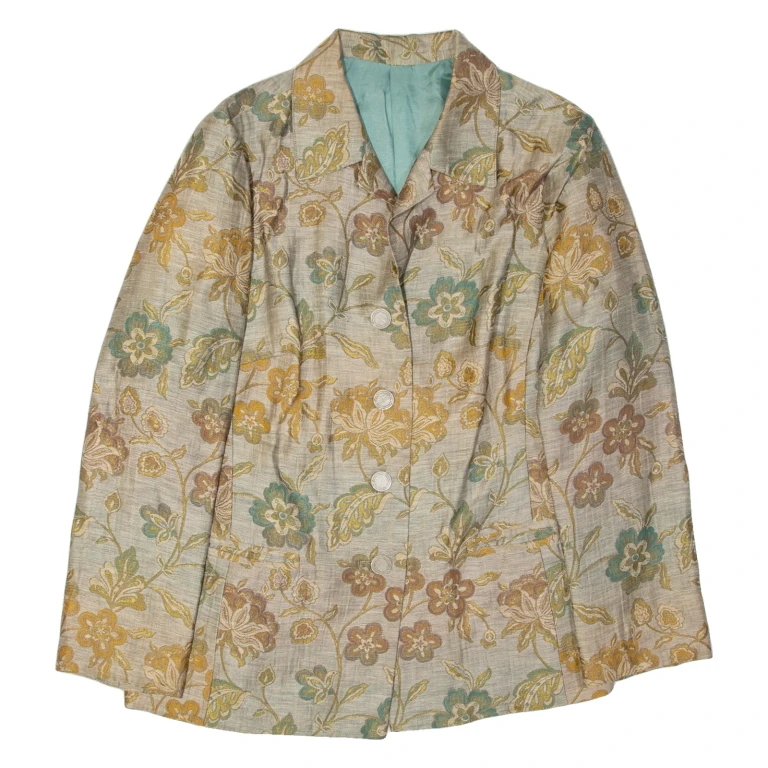 Womens Blazer Jacket Beige 90s Floral M