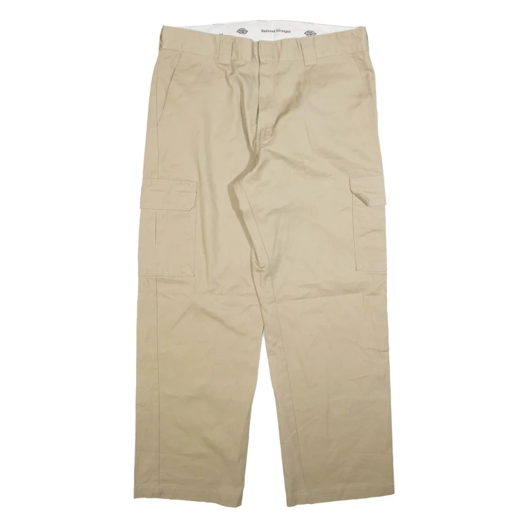 DICKIES Cargo Mens Trousers Beige Relaxed Straight W38 L32