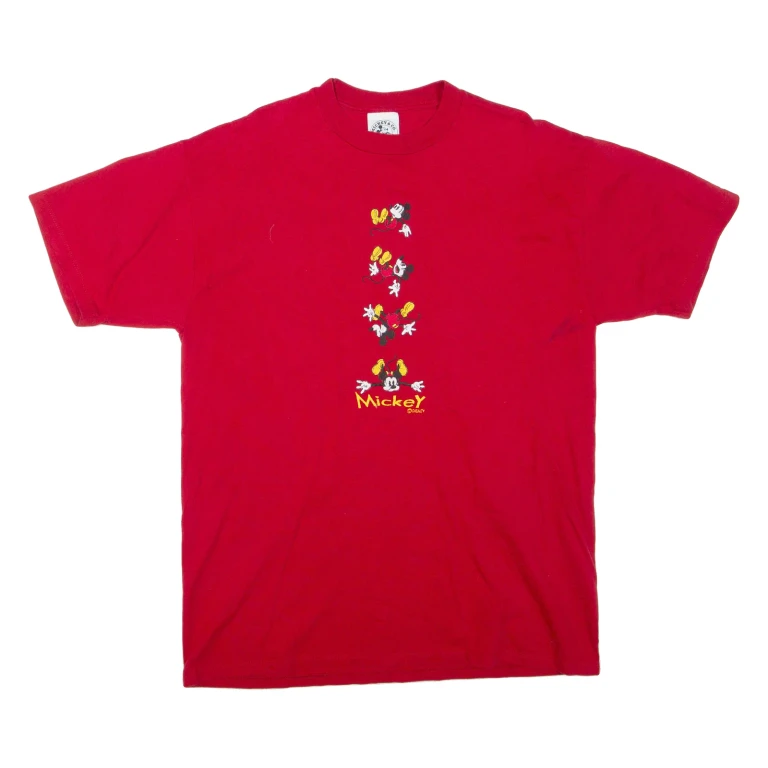 MICKEY & CO Mickey Mouse Mens T-Shirt Red Crew Neck L