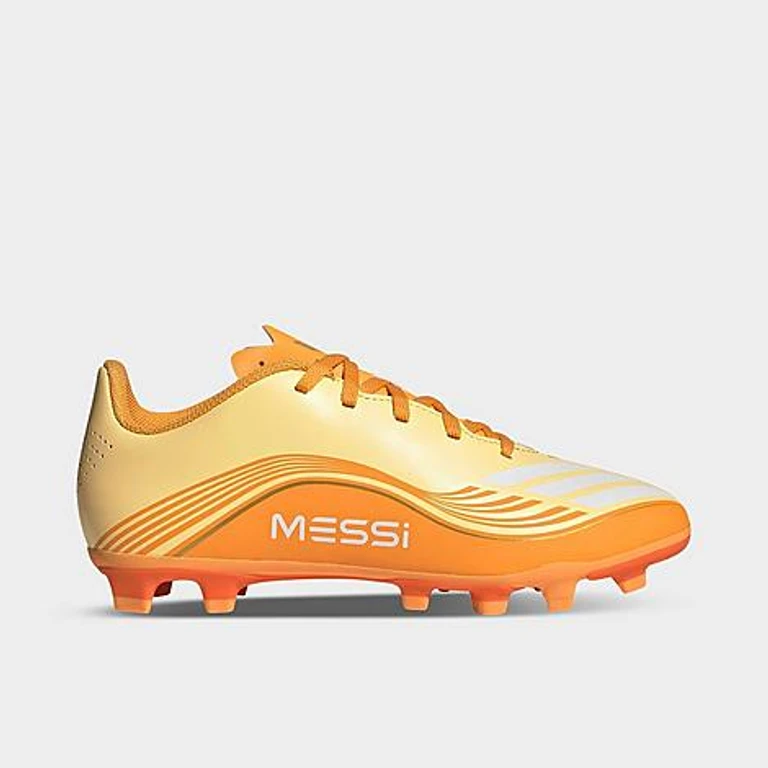 Little Kids and Big Kids F50 Messi Club Firm Ground and Multi Ground Soccer Cleats in Ice Tangerine/Gold Metallic/Pure Tangerine Size: 1.0