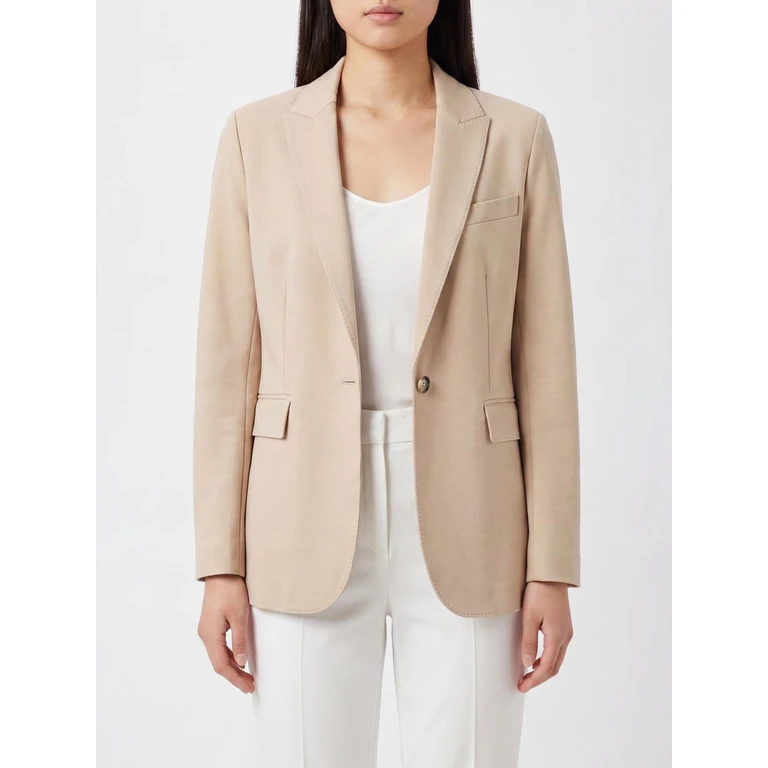 Single-Breasted Cropped Cotton Blazer with Lapels (FD38171163)