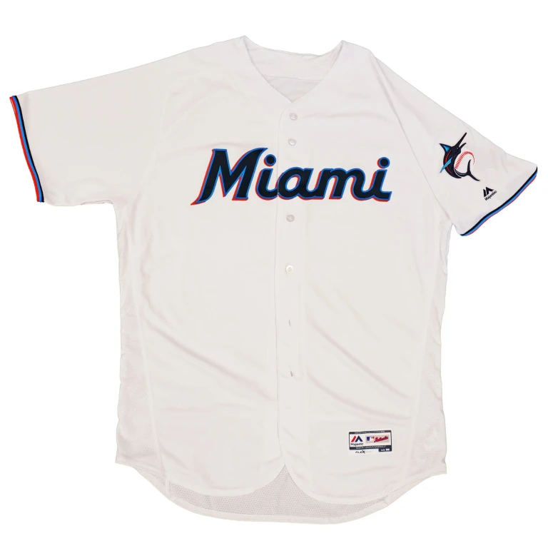 Men's MLB Miami Marlins Authentic On Field Flex Base Jersey White