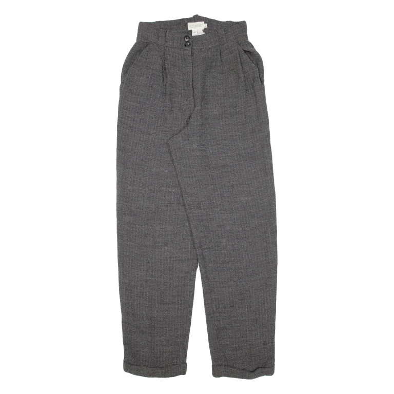 ERRENNO Womens Knit Trousers Grey Regular Tapered Wool W26 L29