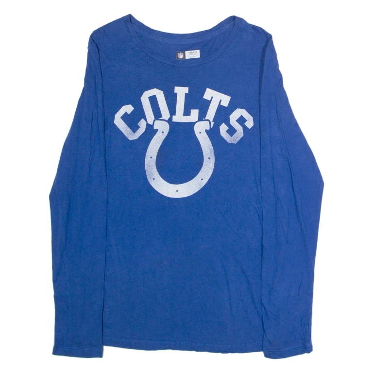 NFL Indianapolis Colts Womens T-Shirt Blue Long Sleeve USA Crew Neck L