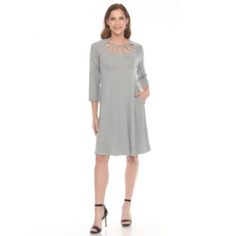 Women's Crisscross Neckline A-Line Dress