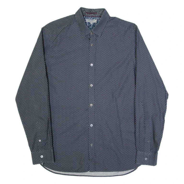 TED BAKER Mens Shirt Black Spotted Long Sleeve M