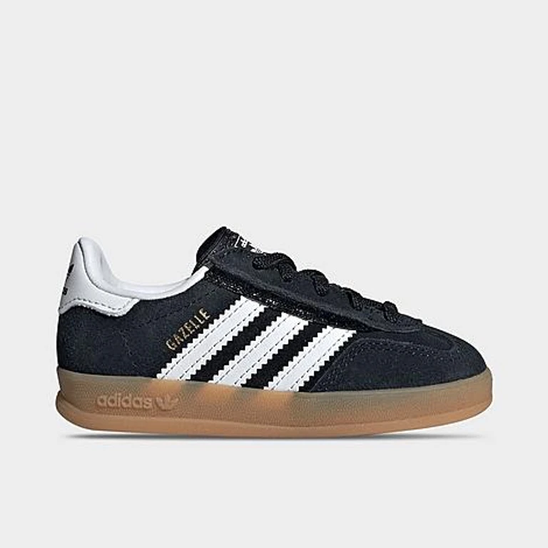 adidas Kids Toddler Originals Gazelle Comfort Closure Casual Shoes in Black/White/Gum Size: 4.0