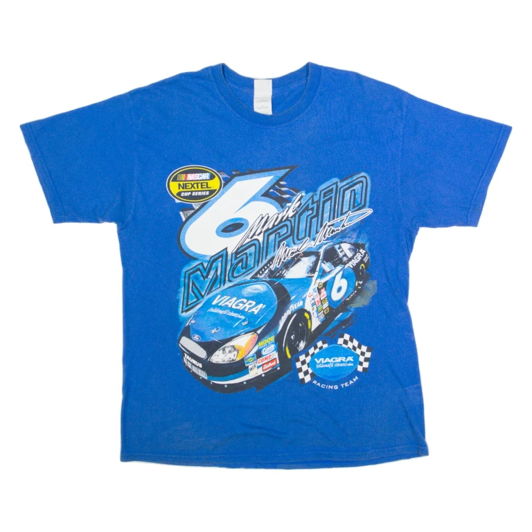 GILDAN Mark Martin Racing Mens T-Shirt Blue USA L