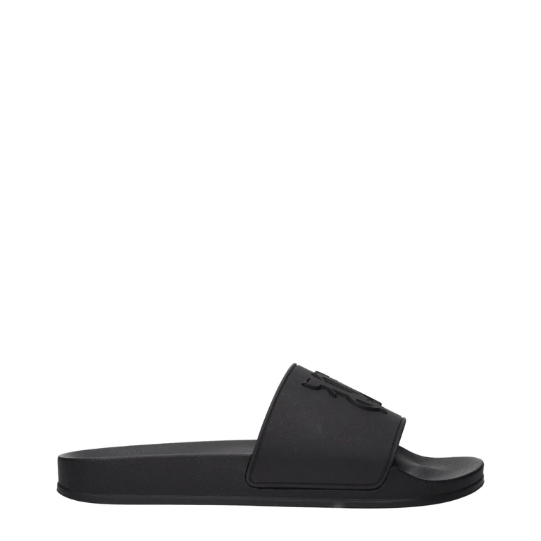Palm Angels Black Cotton Slippers - Men