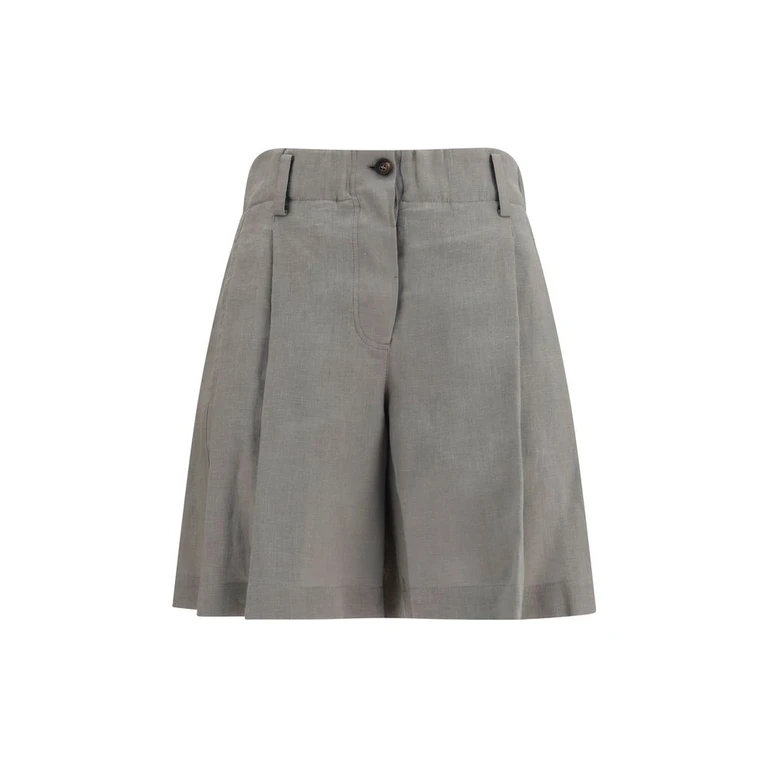Brunello Cucinelli Bicolor Linen Bermuda Shorts - Women