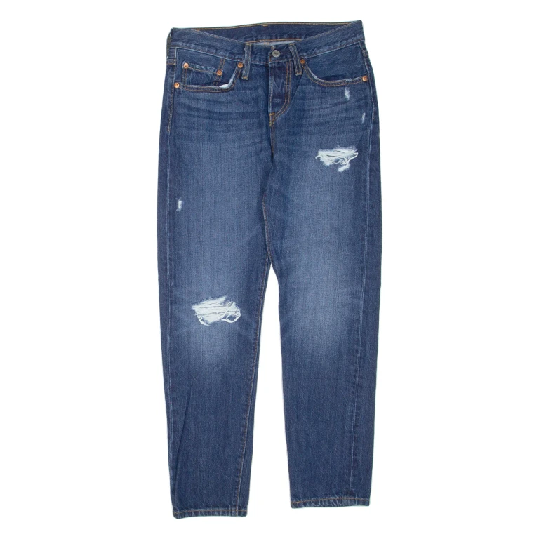 LEVI'S 501 Jeans Distressed Womens Blue Regular Straight W26 L28
