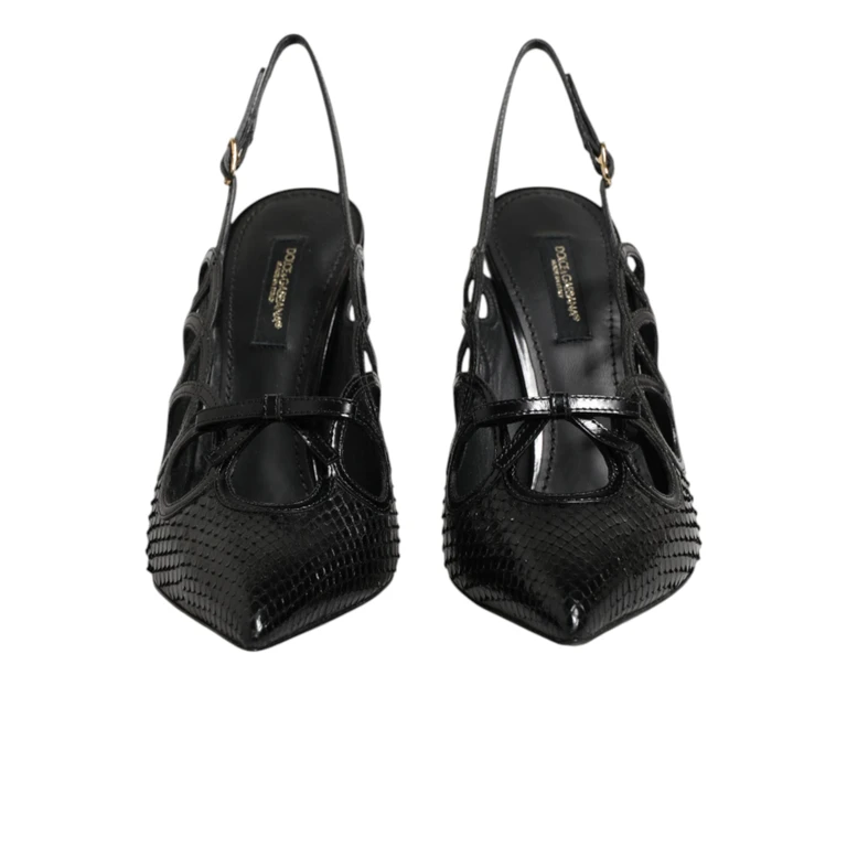 Dolce & Gabbana Leather High Heels Slingback Shoes Black Moluro Python+21lf - Women