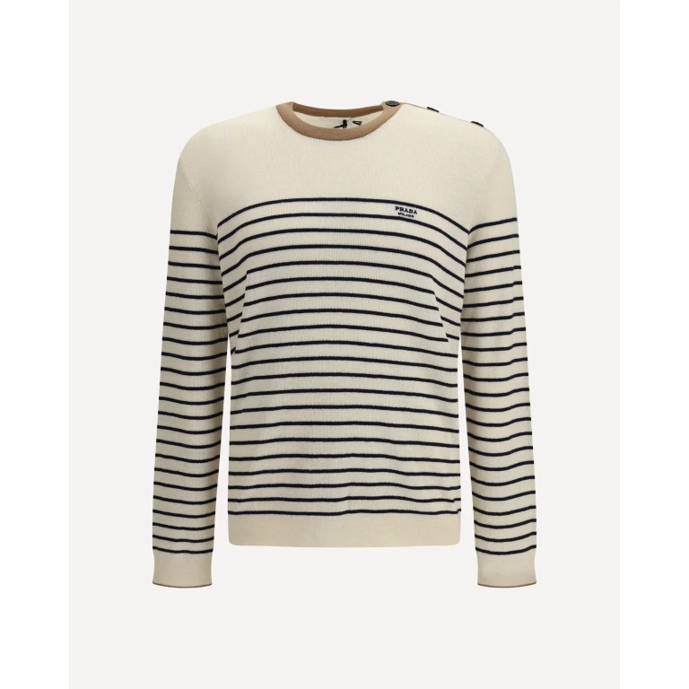 PRADA Wool and Cotton Blend Pullover with jacquard motif Male 46