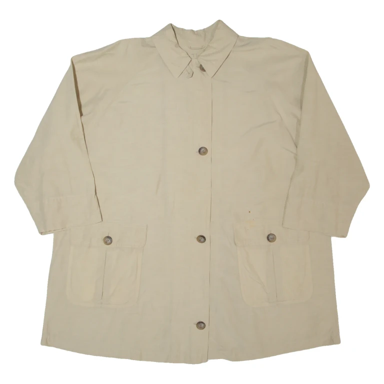DINOMODA Womens Trench Coat Cream 90s XL
