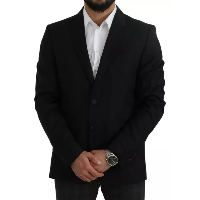 Dolce & Gabbana Black Wool Slim Fit Notch Jacket Blazer Polyester Clothing - Men