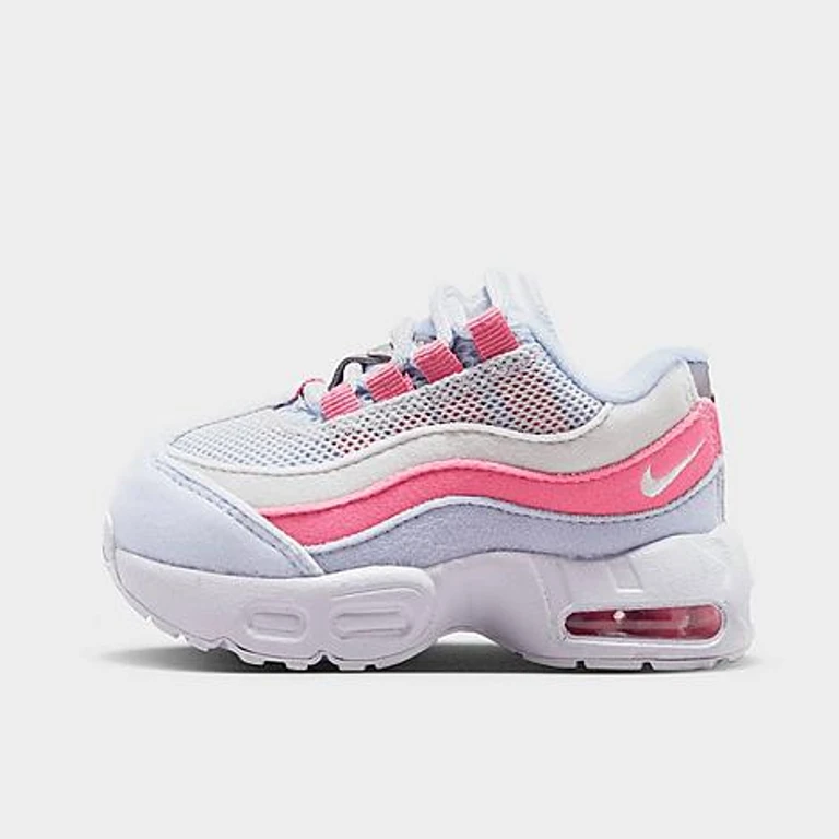 Nike Girls' Toddler Little Air Max 95 Casual Shoes in Football Grey/Peony/Ghost Size: 2.0