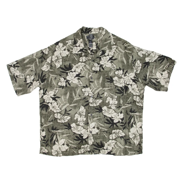 AXCESS MEN Mens Hawaiian Shirt Green Floral XL